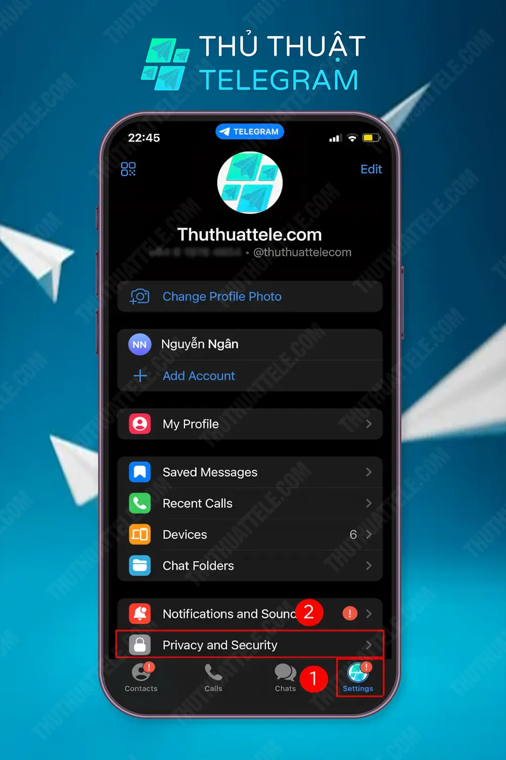 3 bước ẩn số điện thoại trên Telegram