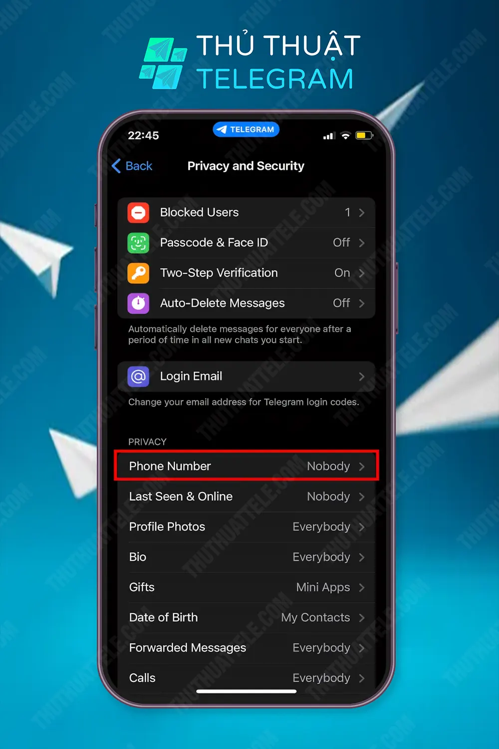 3 bước ẩn số điện thoại trên Telegram