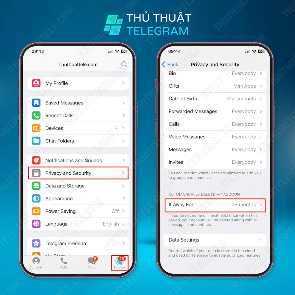 Cách xoá tài khoản Telegram vĩnh viễn ngay lập tức