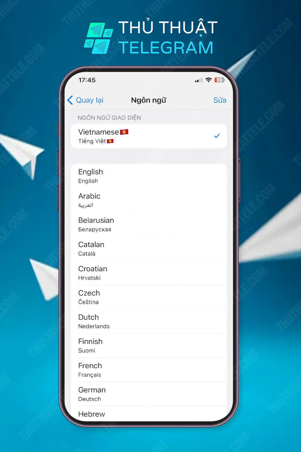 Cách cài ngôn ngữ khác cho Telegram