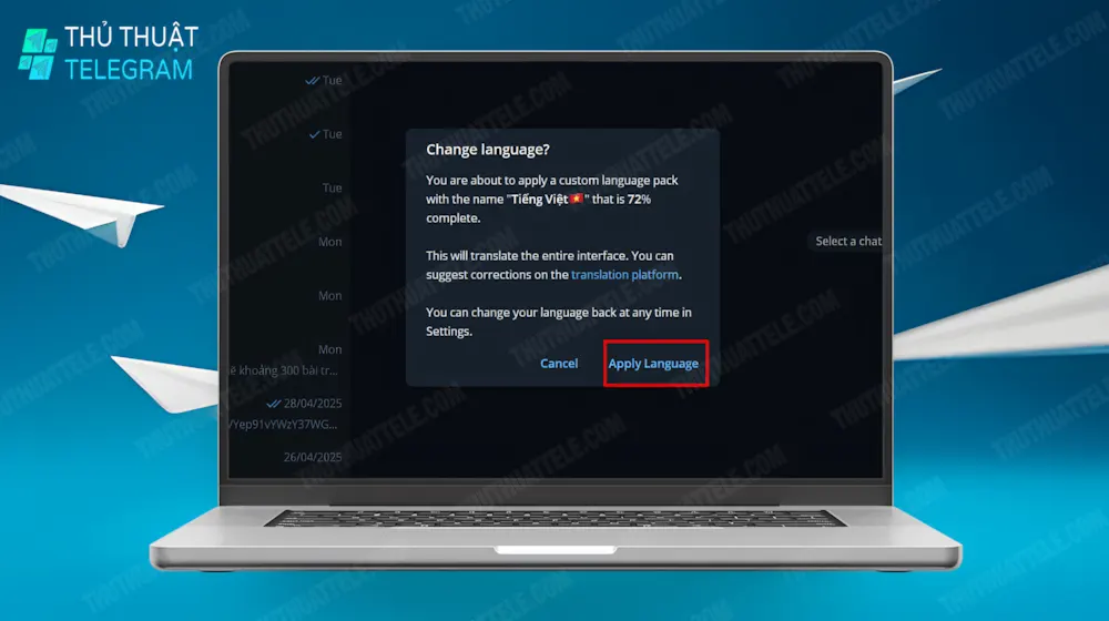 Cách thiết lập tiếng Việt cho Telegram cho điện thoại