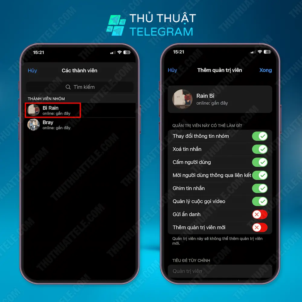 Cách cấp quyền quản trị cho thành viên