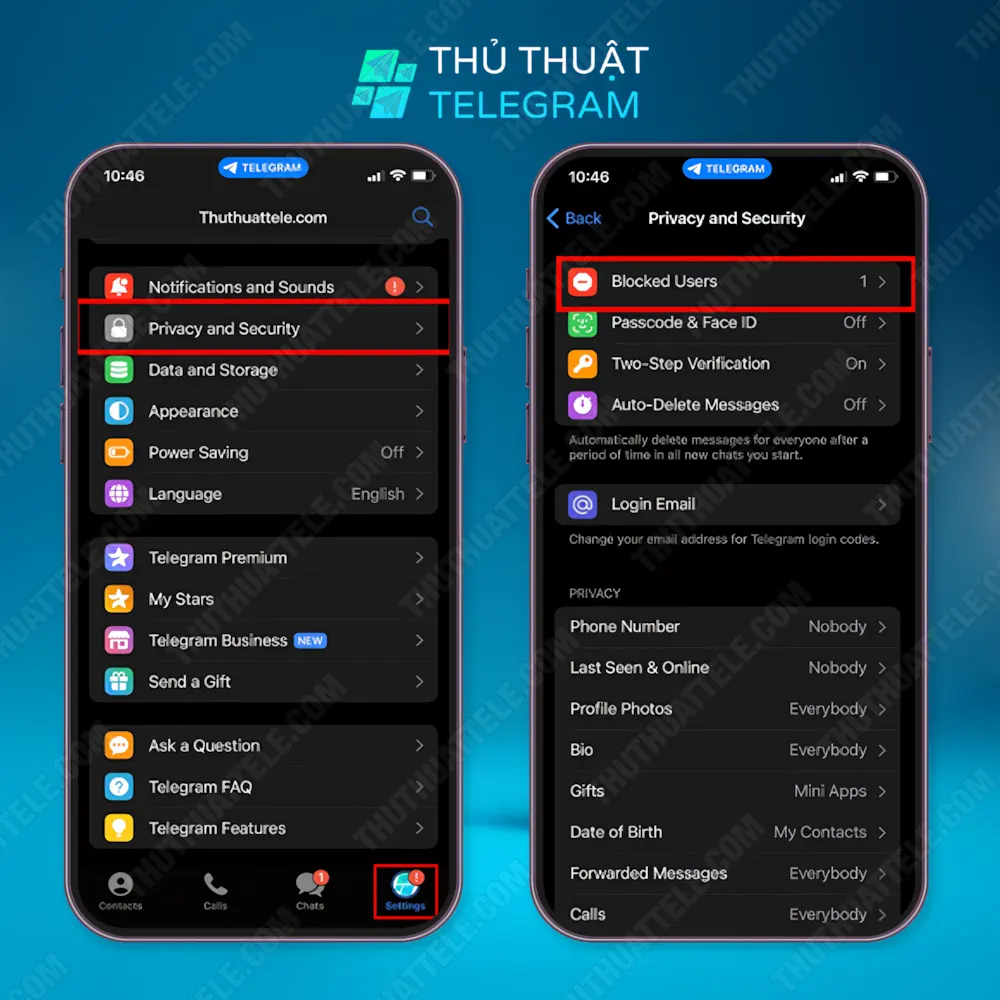 Cách chặn tin nhắn trên Telegram