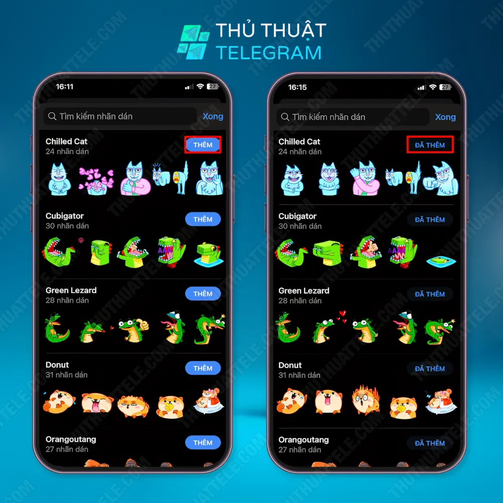 Cách tải sticker Telegram