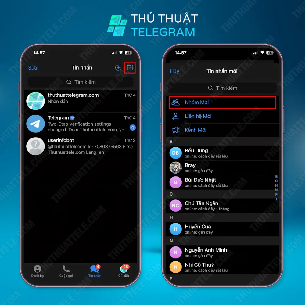 Cách tạo group chat trên Telegram