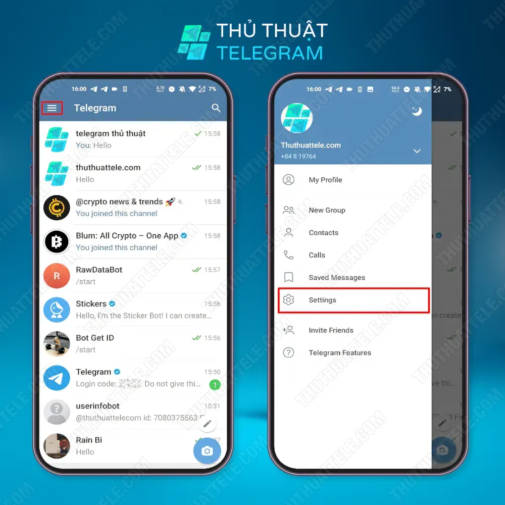 Đổi số điện thoại Telegram trên Android
