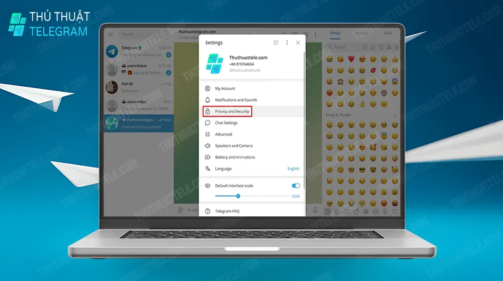 Hướng dẫn cách đổi mật khẩu Telegram trên máy tính