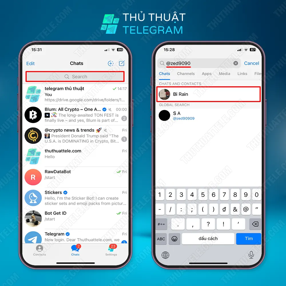 Kết bạn qua Username