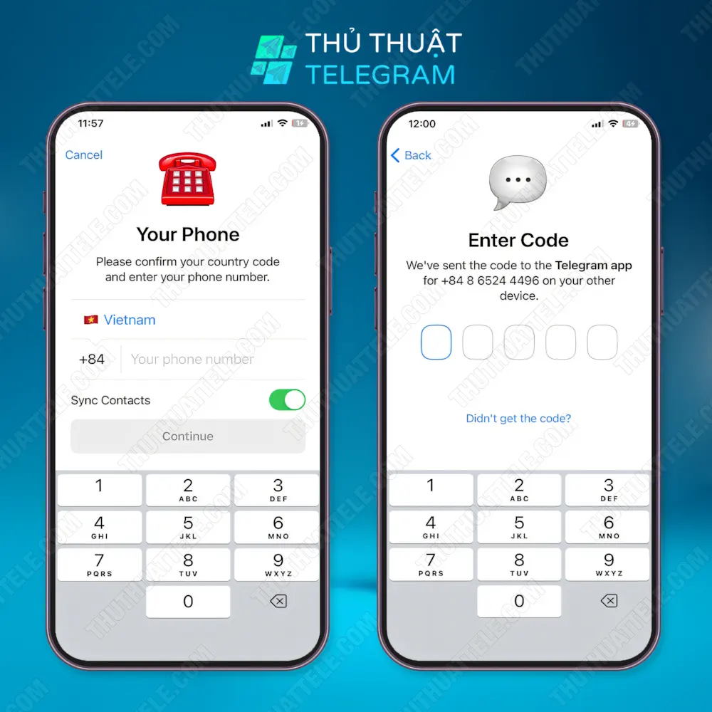 Nhập số điện thoại > Nhập mã xác minh