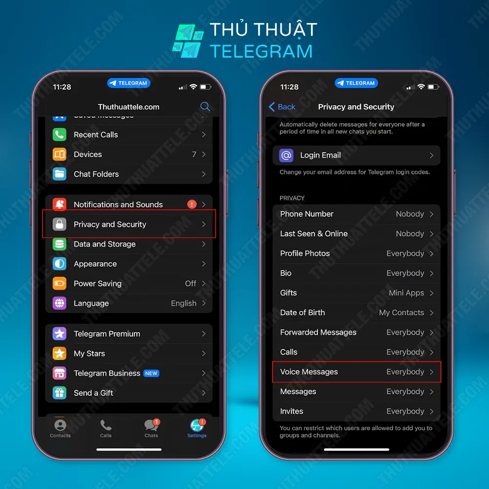 Cách chặn tin nhắn thoại trên Telegram