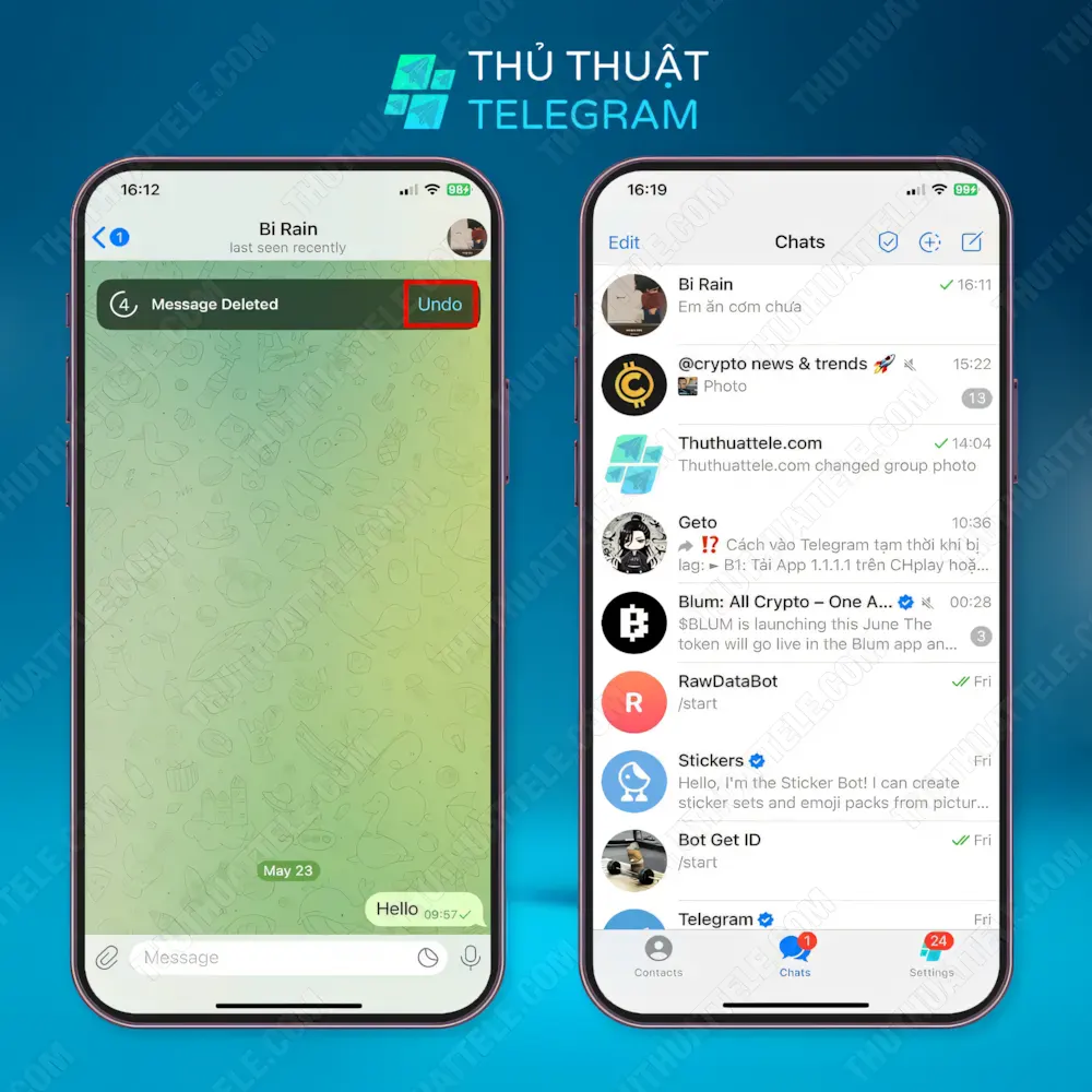 Cách khôi phục tin nhắn (Undo) bị xóa trên Telegram
