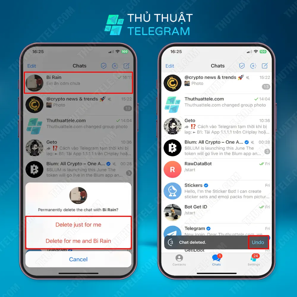 Cách khôi phục tin nhắn (Undo) bị xóa trên Telegram