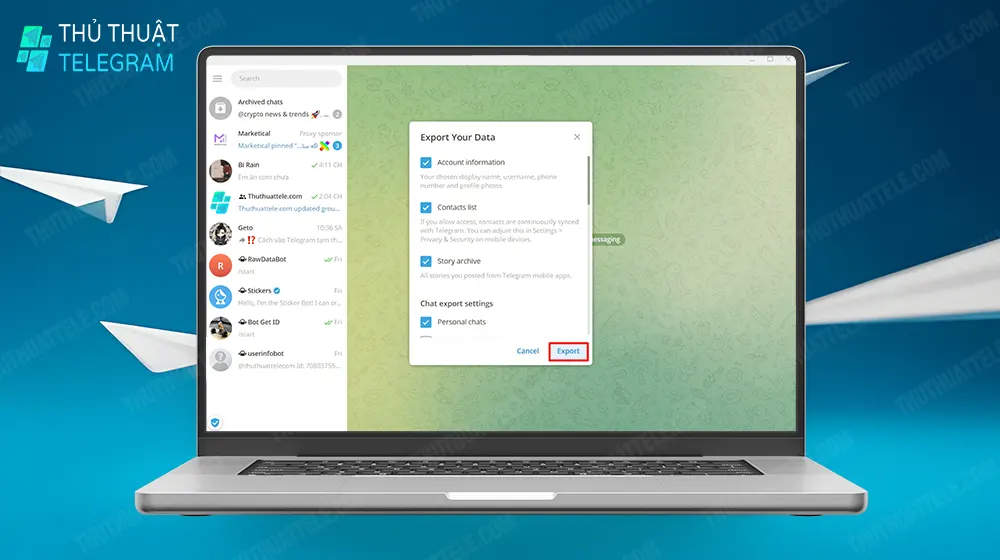 Cách trích xuất dữ liệu trên Telegram Desktop