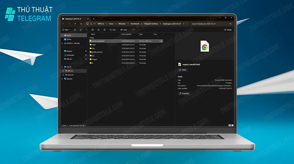 Cách trích xuất dữ liệu trên Telegram Desktop