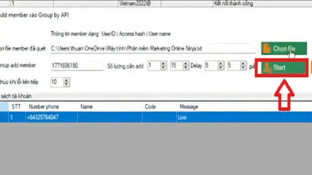 Bước 7: Bắt đầu chạy tool