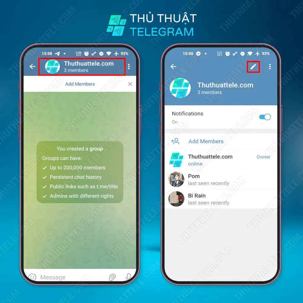 Cách cấp quyền cho thành viên và thêm quản trị viên trên Android