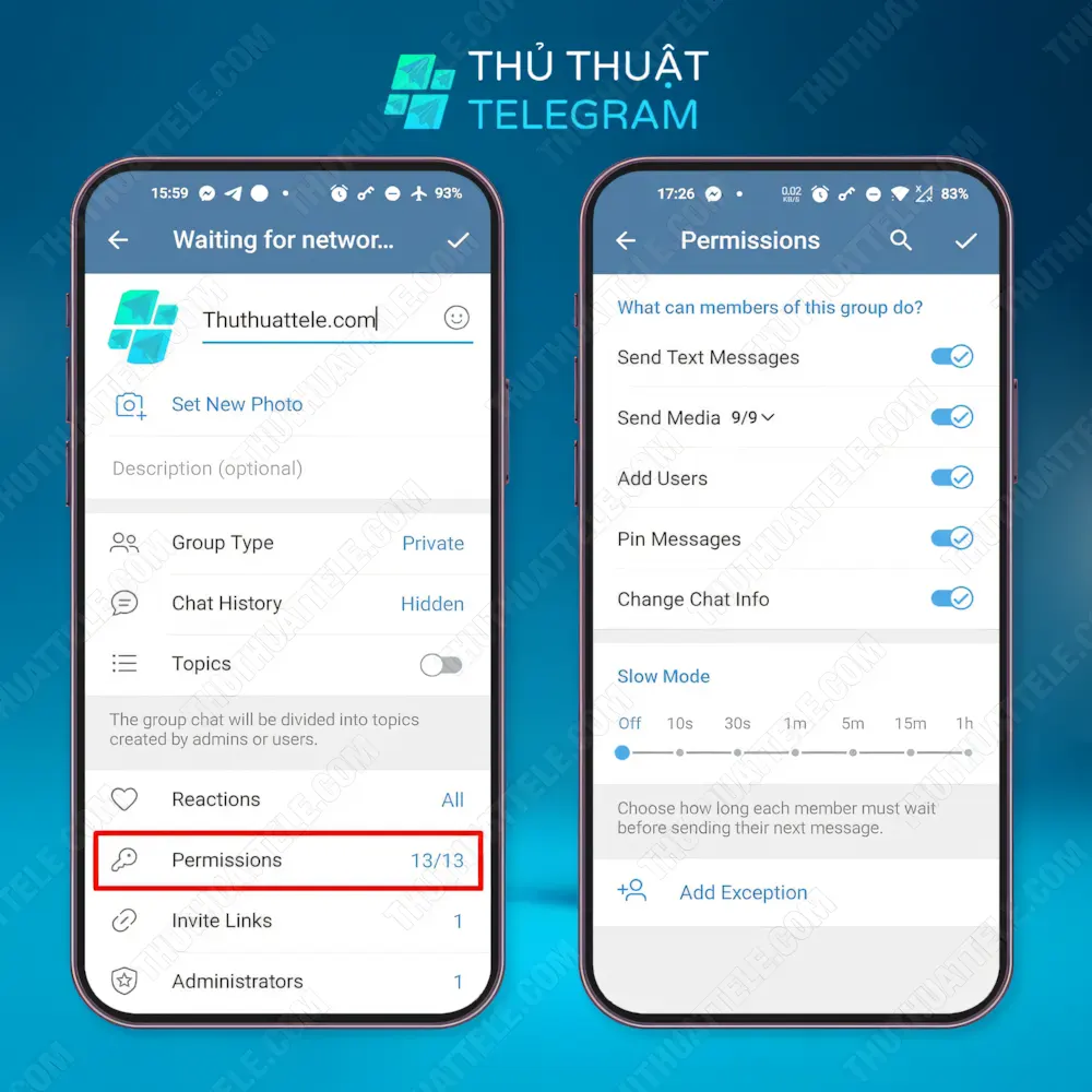 Cách cấp quyền cho thành viên và thêm quản trị viên trên Android