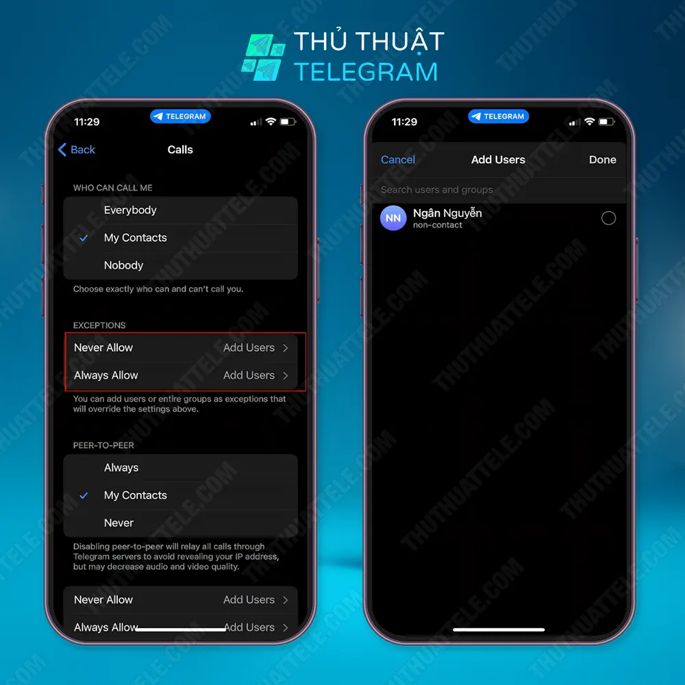 Cách chặn cuộc gọi trên Telegram