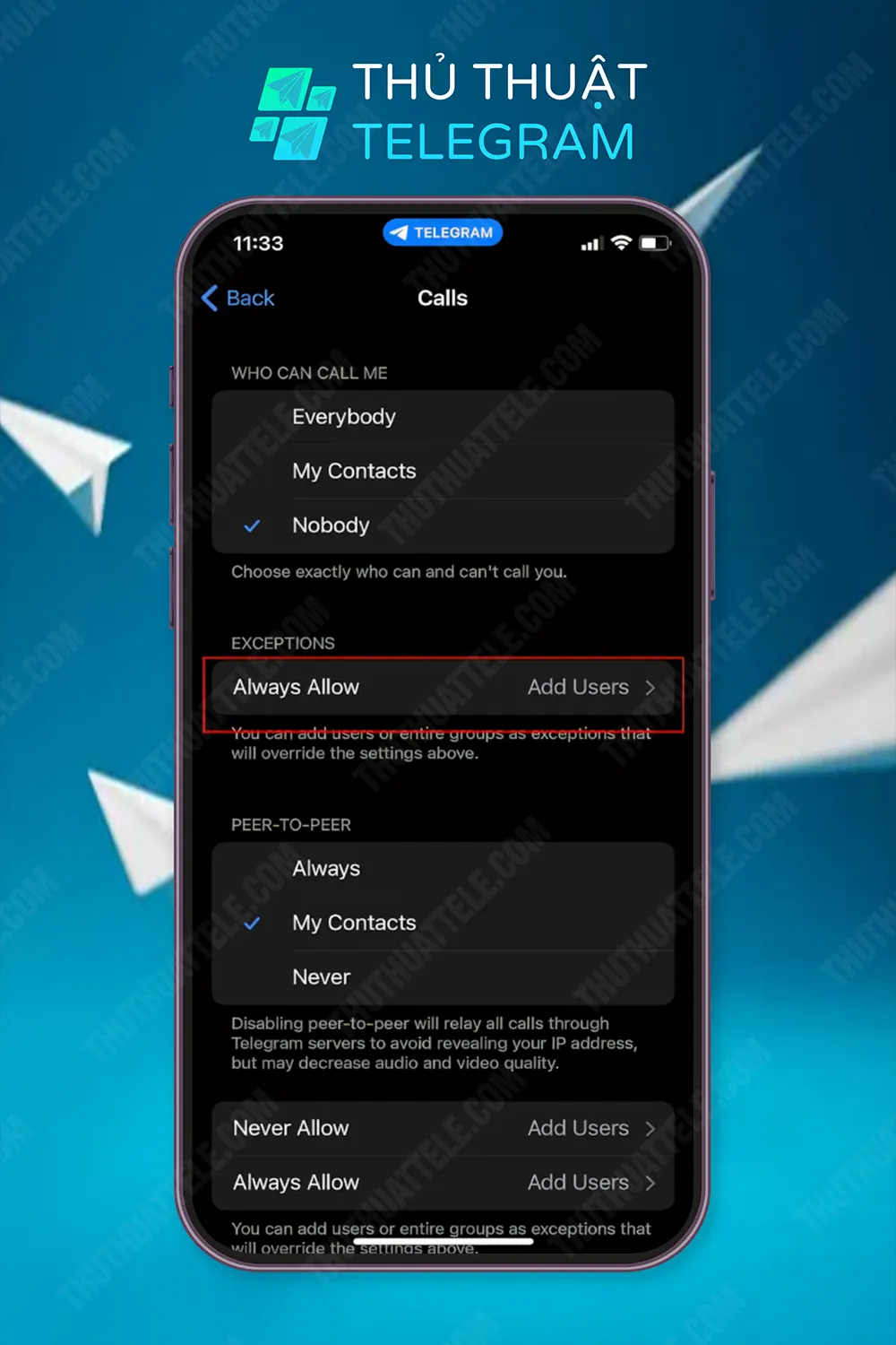 Cách chặn cuộc gọi trên Telegram