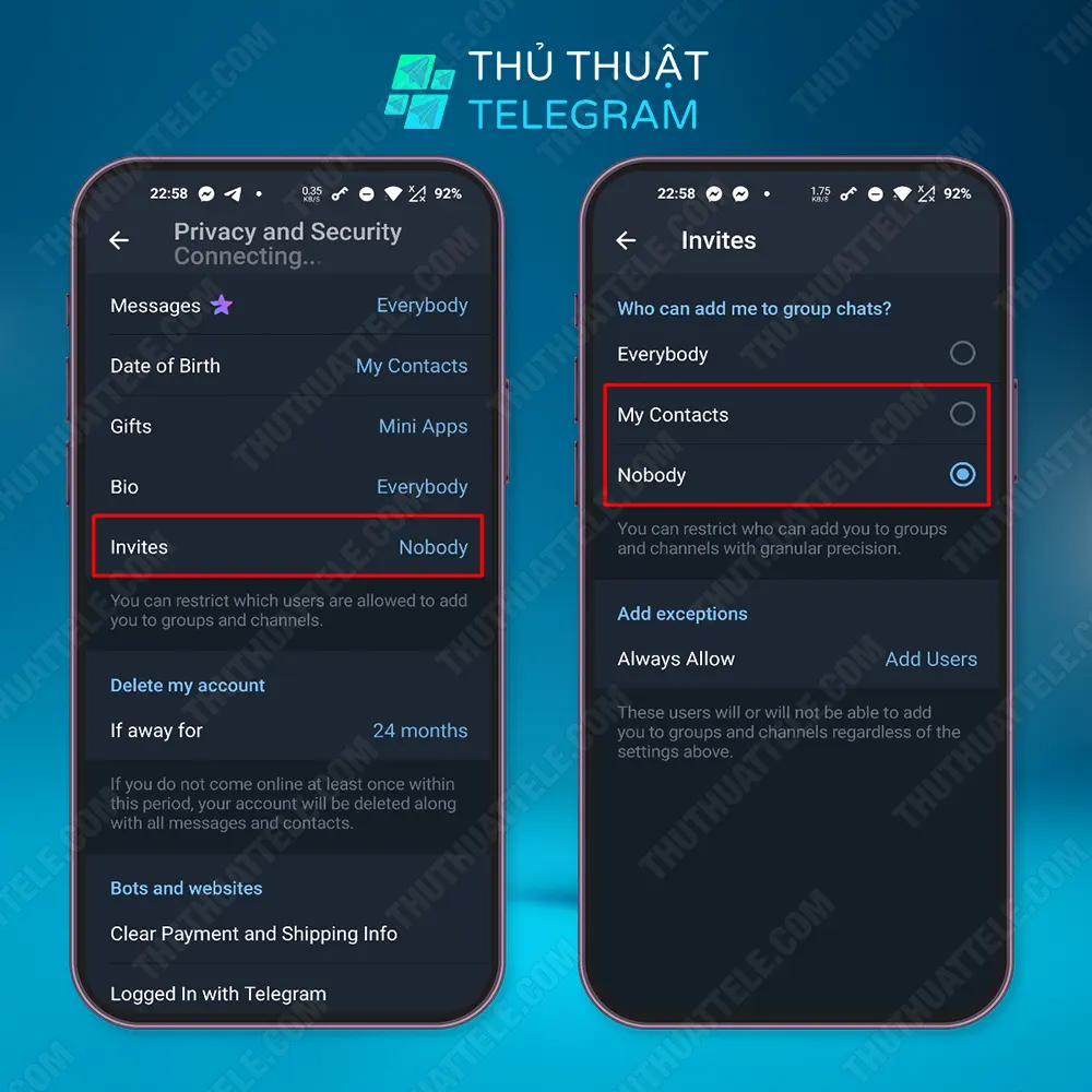 Cách chặn thêm vào nhóm trên Android