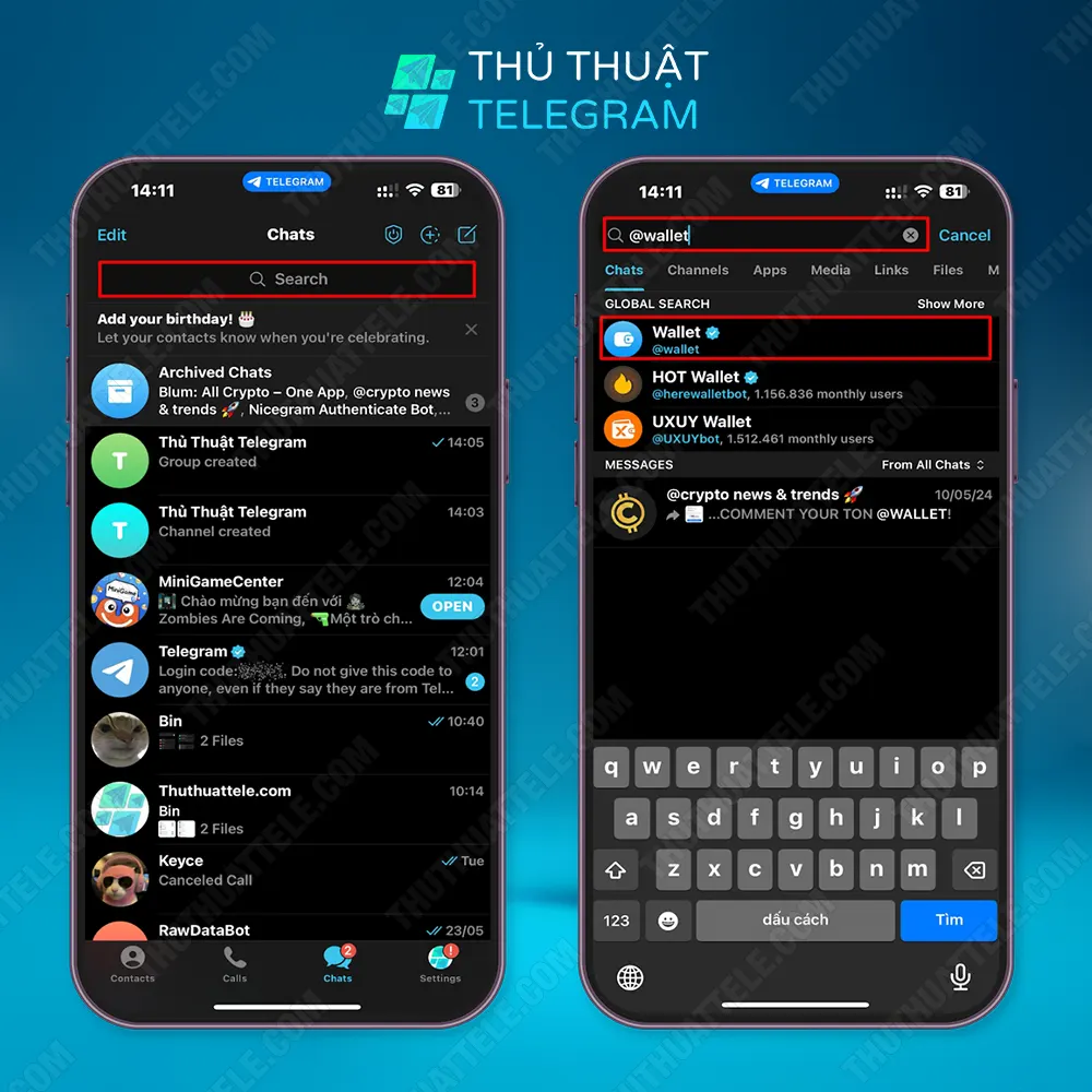 Cách rút tiền Telegram Wallet (Ví dụ: rút sang USDT)