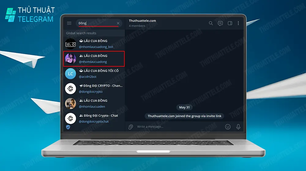 Cách tìm nhóm trên Telegram trên máy tính