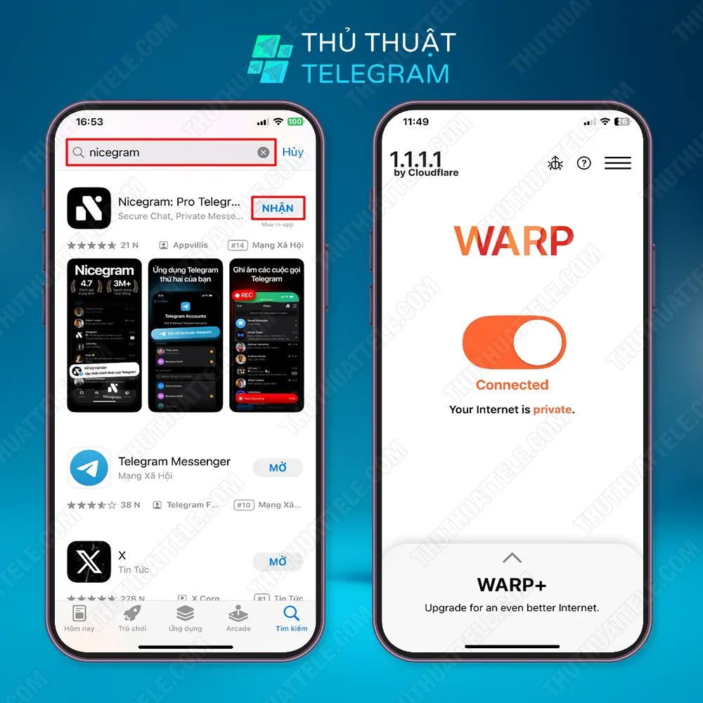 Mở chặn nhóm Telegram thông qua ứng dụng Nicegram