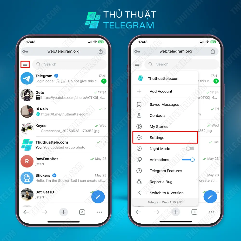 Mở nhóm Telegram bị chặn trên iPhone bằng website Telegram