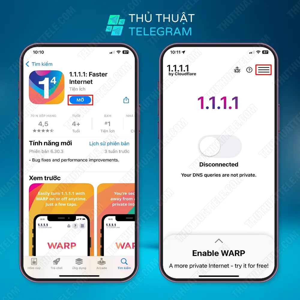 Sử dụng VPN 1.1.1.1 WARP