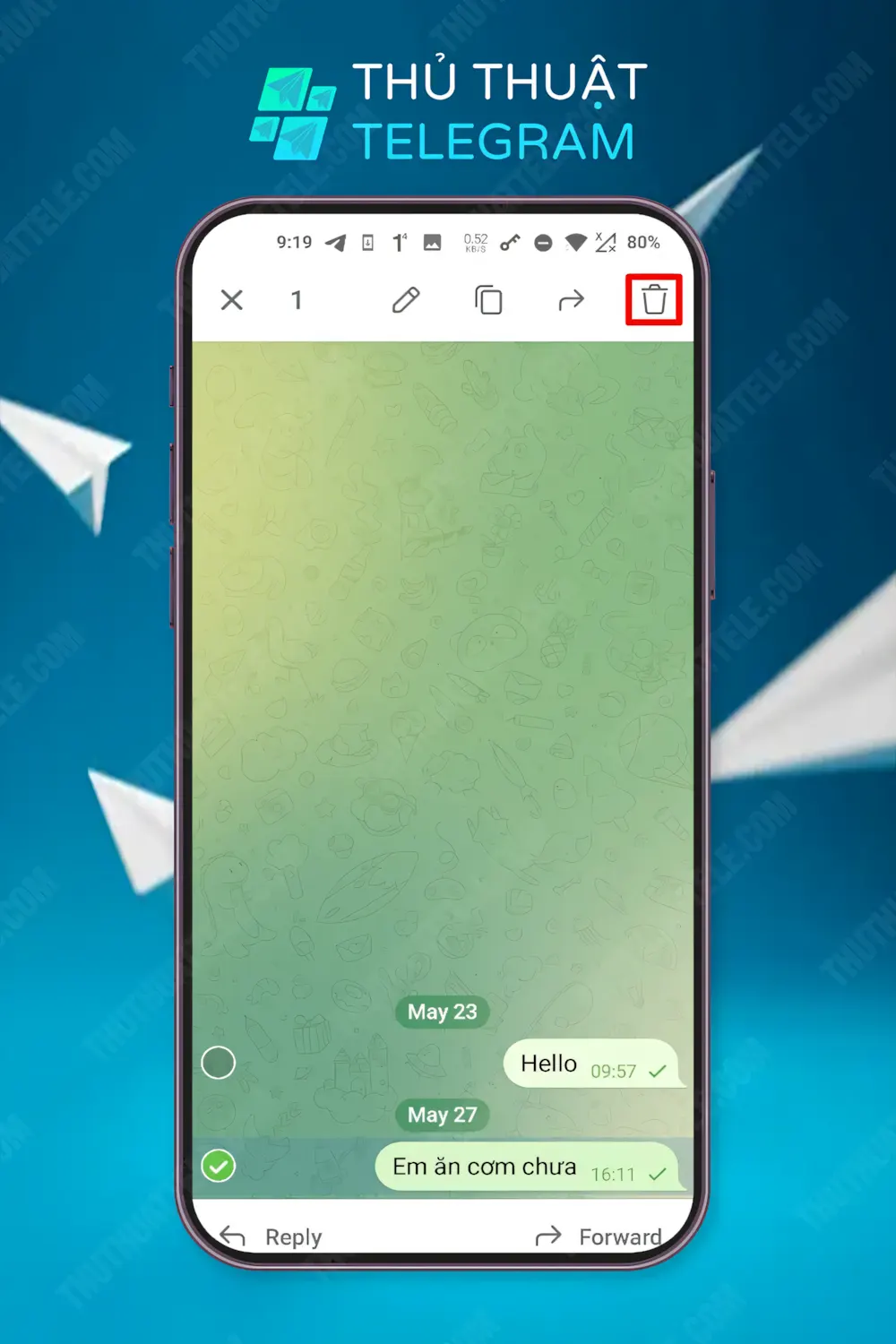 Cách xóa tin nhắn trên Telegram 2 chiều trên điện thoại