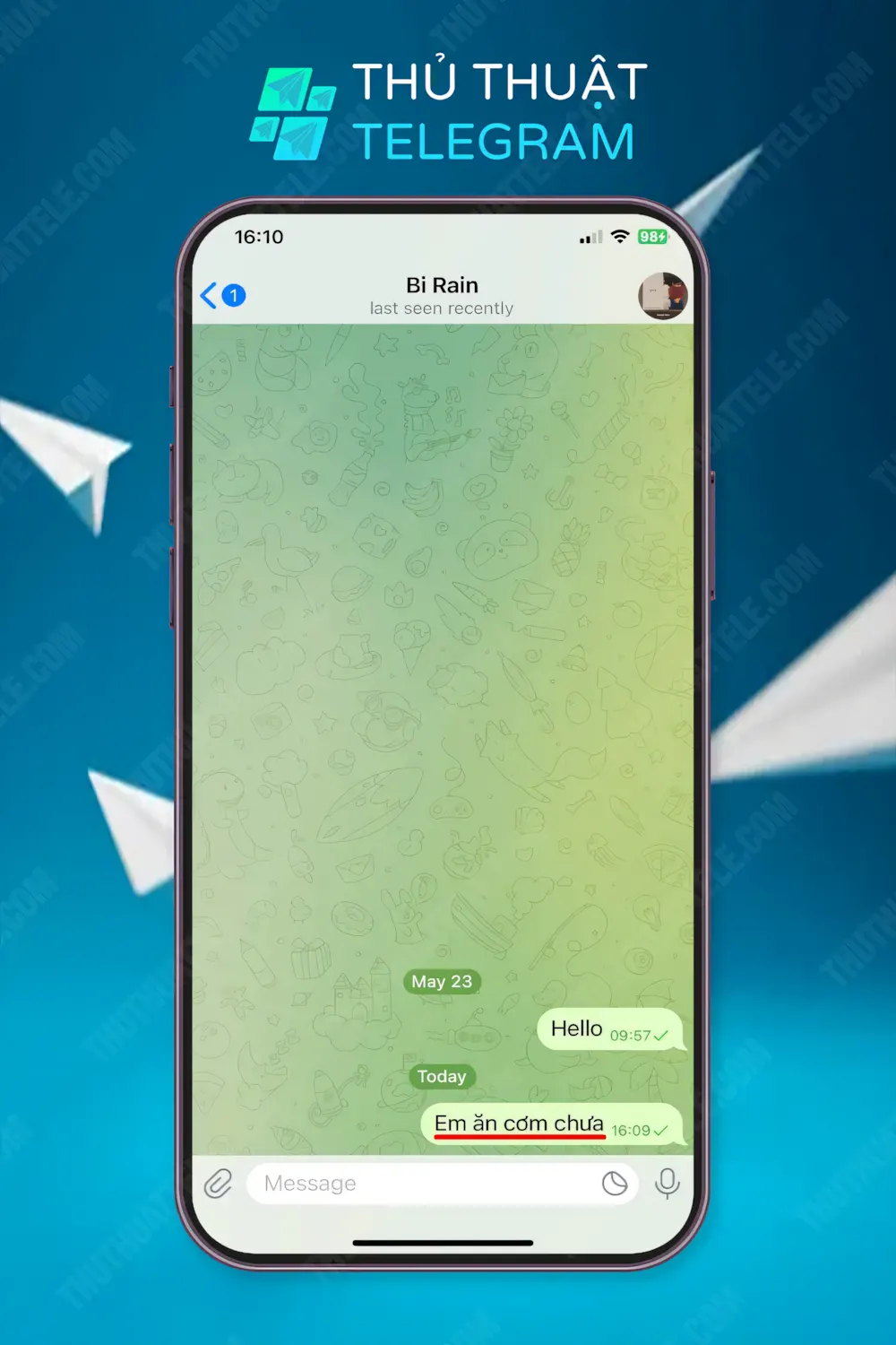 Cách xóa tin nhắn trên Telegram 2 chiều trên điện thoại
