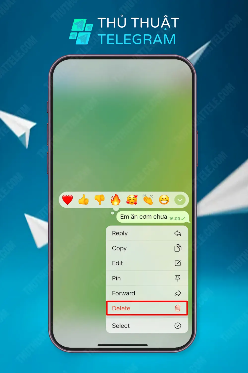 Cách xóa tin nhắn trên Telegram 2 chiều trên điện thoại