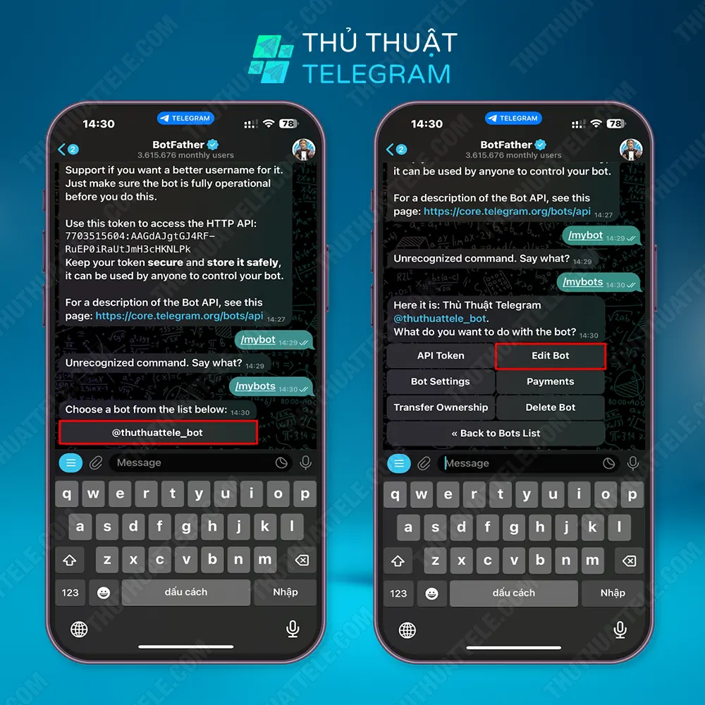 Thiết lập mô tả cho bot Telegram