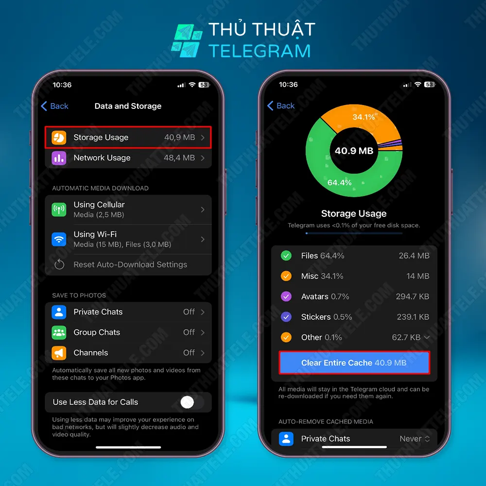 Xóa bộ nhớ Cache trong Telegram